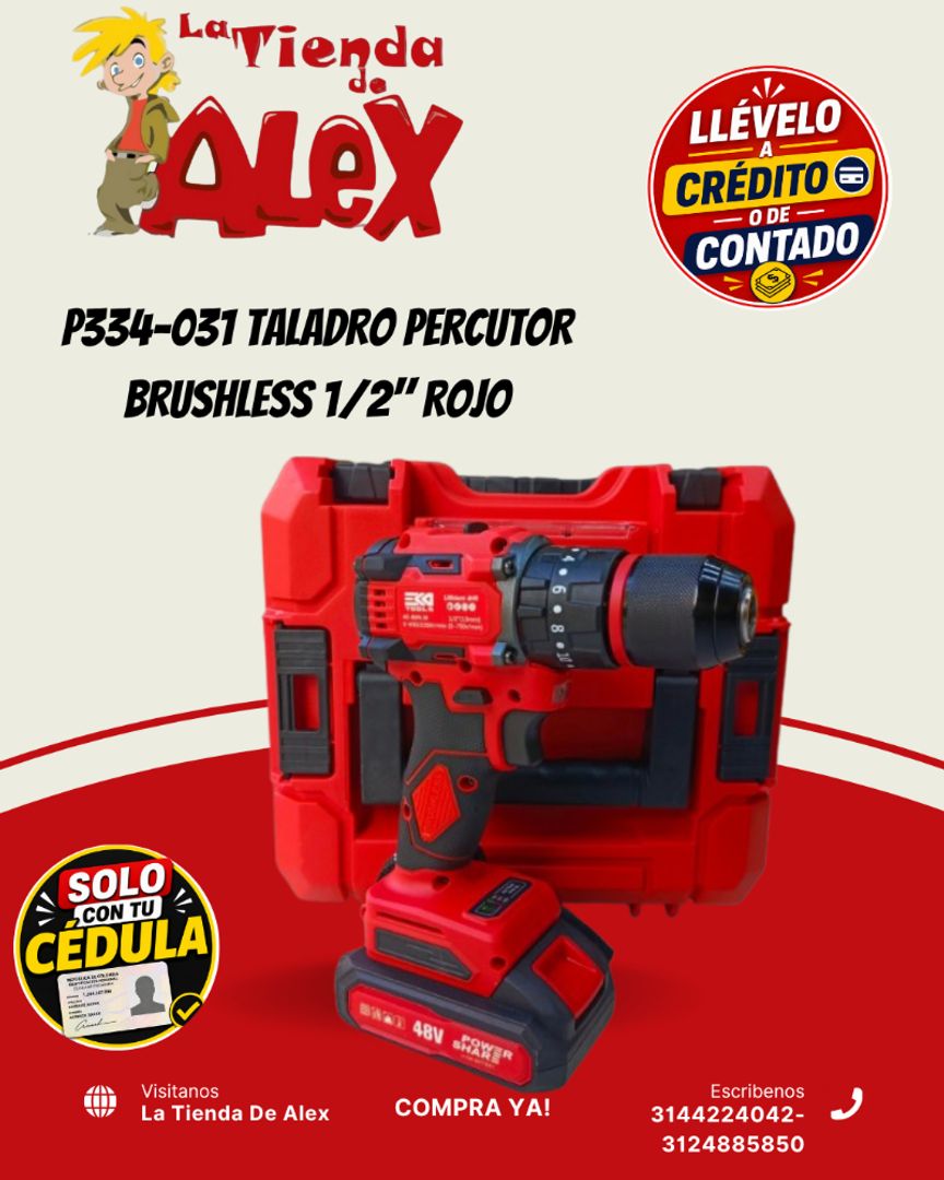 P334-031 TALADRO PERCUTOR BRUSHLESS 1/2" ROJO