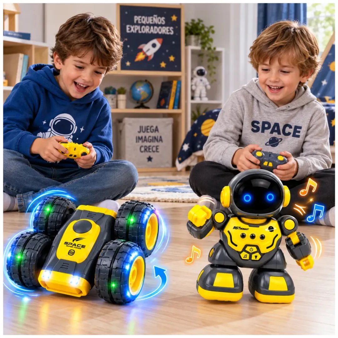 ROBOT SPACE 2 EN 1 CON CARRO STUNT 360