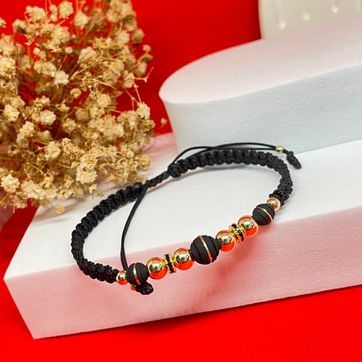 Pulsera balin liso6mm y 4mm rondel 5mm negro y neopreno argollado 8mm y 6mm - imagen 1