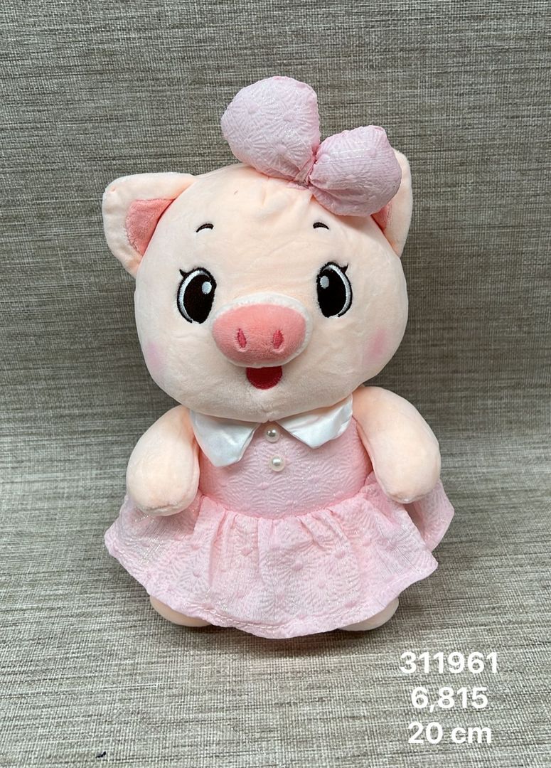 CERDITA CON VESTIDO Y MOÑO 20 CM 