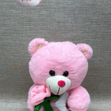 Imagen del producto OSO ROSA CON ROSA Y CARTA 30 CM