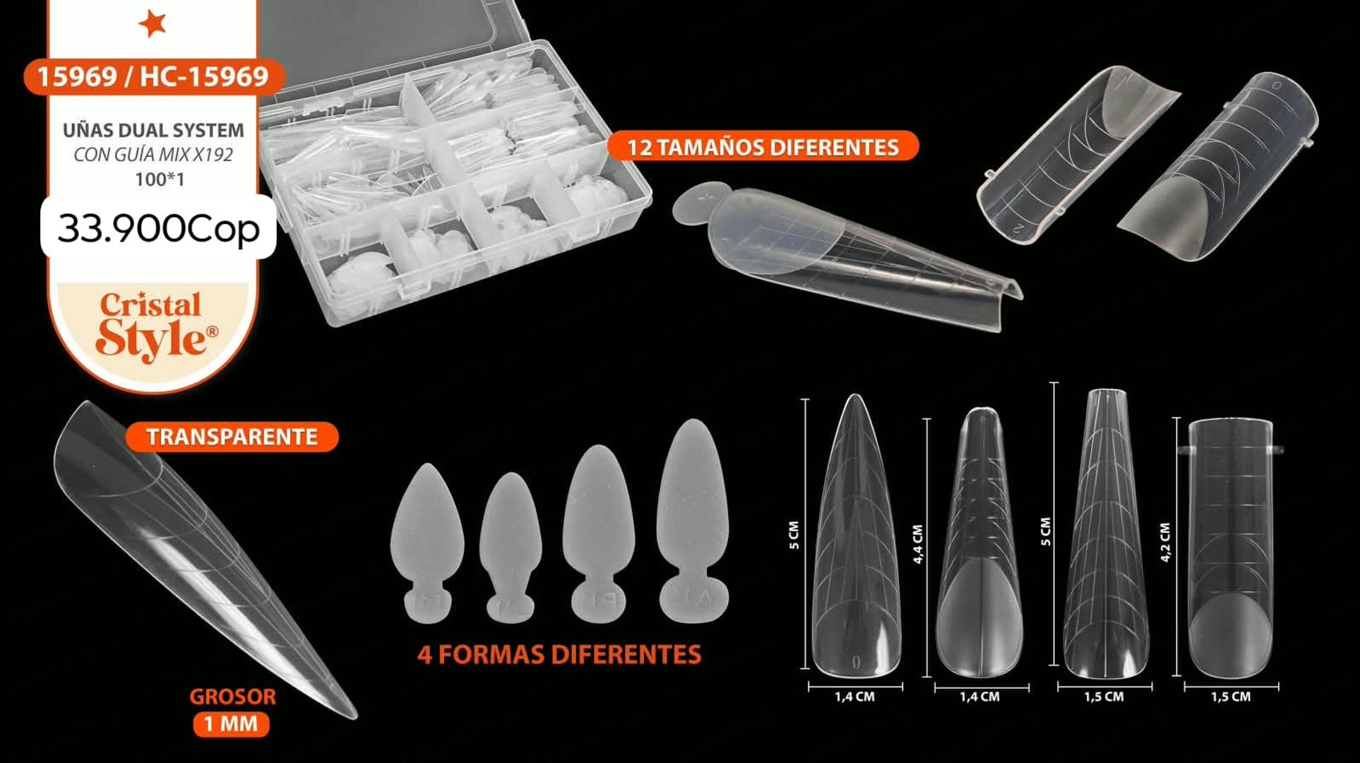 Uñas Dual System Mix Con Guía × 192 Pcs