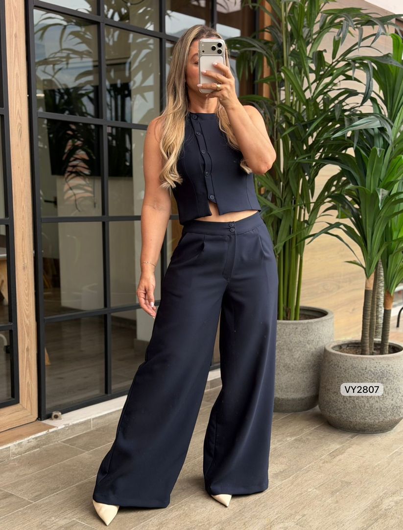 SET CHALECO BOTONES LATERALES  Y PANTALON VY2807