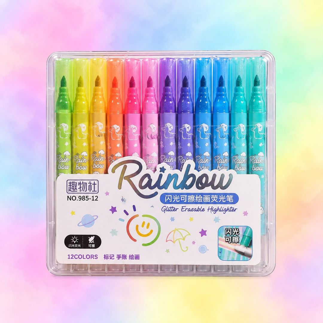 Resaltadores Glitter Borrables x 12