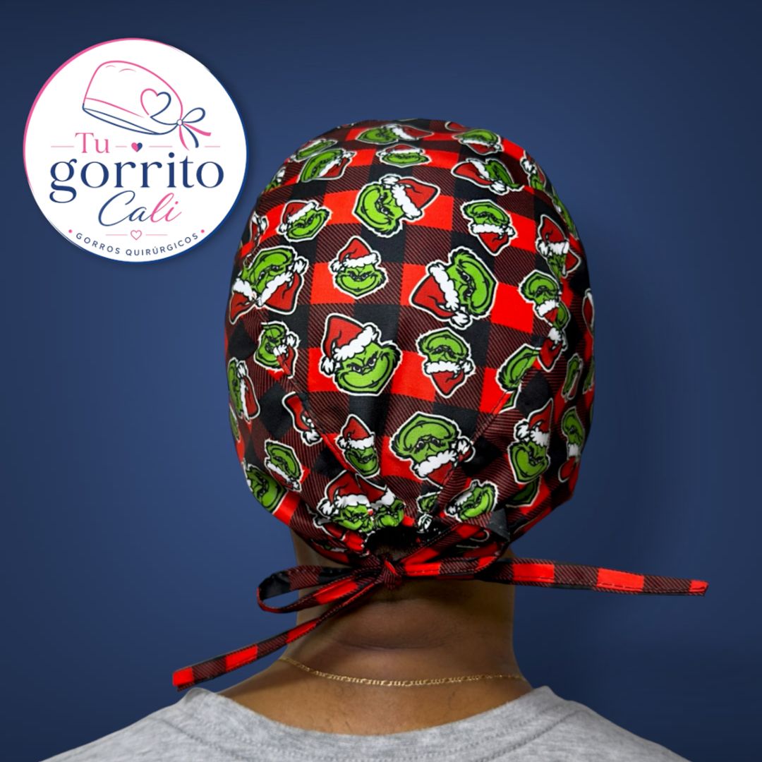 Grinch Navidad cuadros rojos hombre 