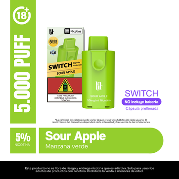 Imagen del producto Lit Pod Switch Sour Apple 5% Nic 5.000 Puffs