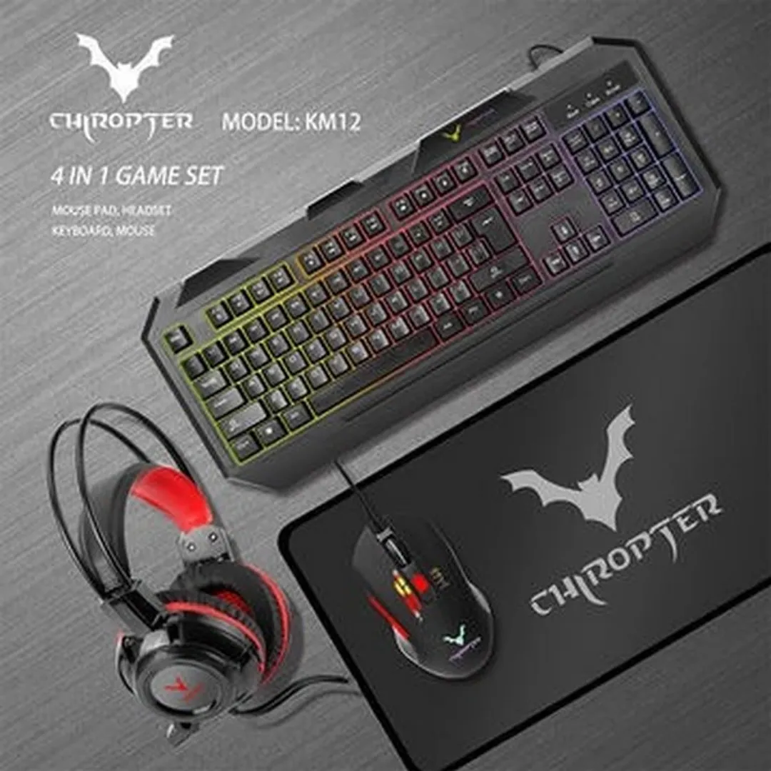 SET COMBO KIT GAMER 4 EN 1 WESDAR CHIROPTER KM12