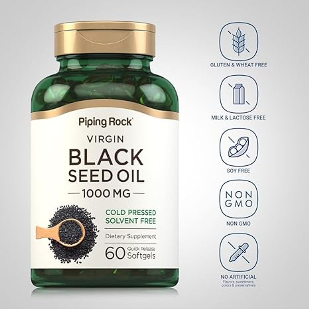 Aceite de semilla negra 1000 MG  60CAP  PIPING ROCK 