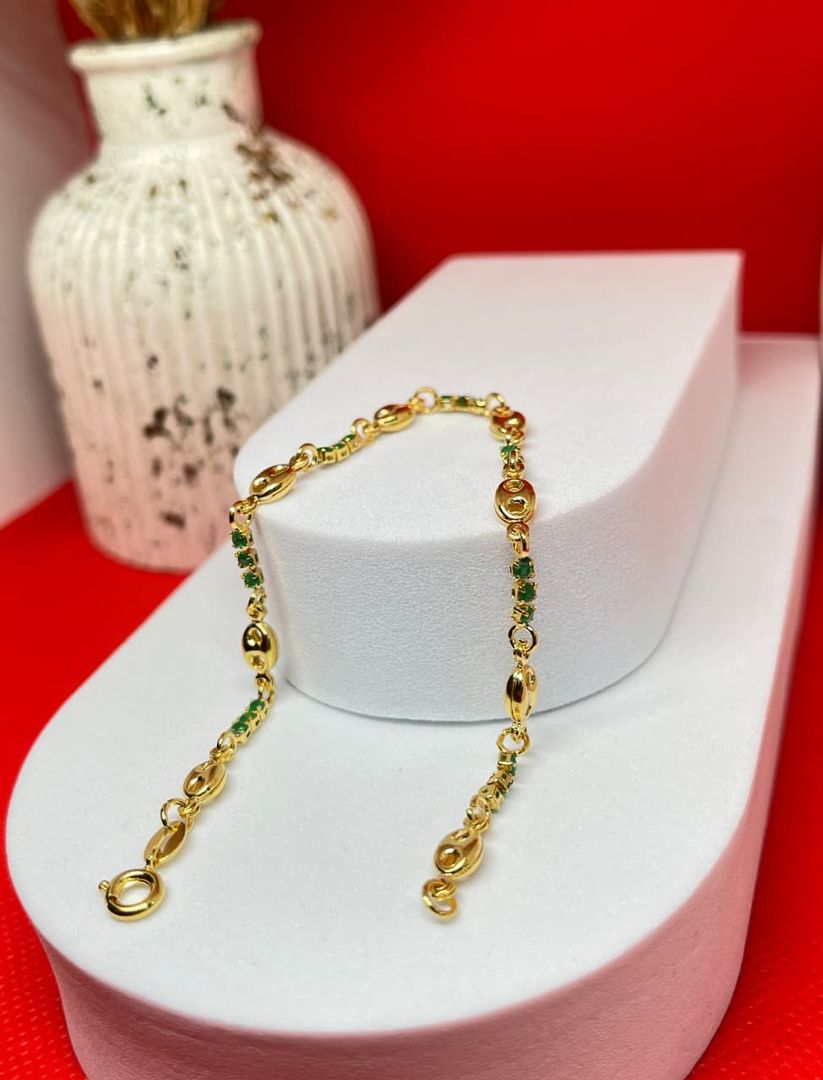 Pulsera gucci tri-circon verde de 18cm y 3mm