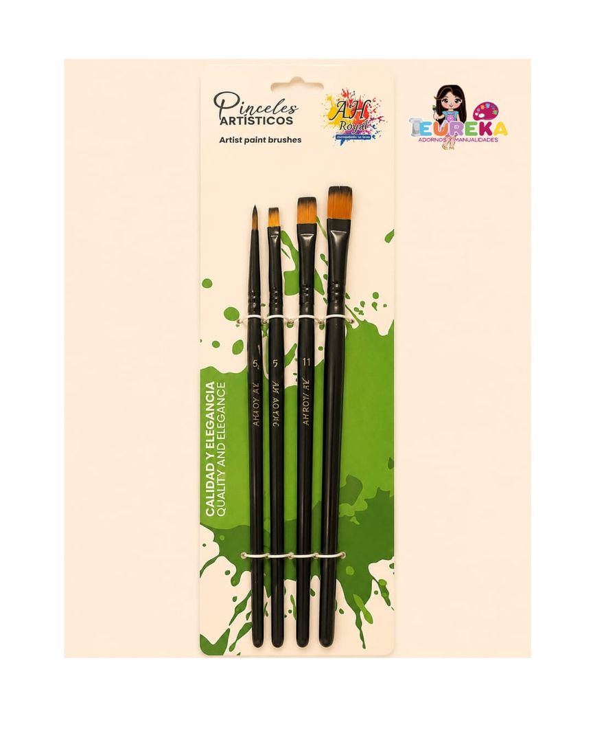 PINCEL AH ROYALE PLANO NEGRO LINEA PREMIUM X4 SURTIDO 