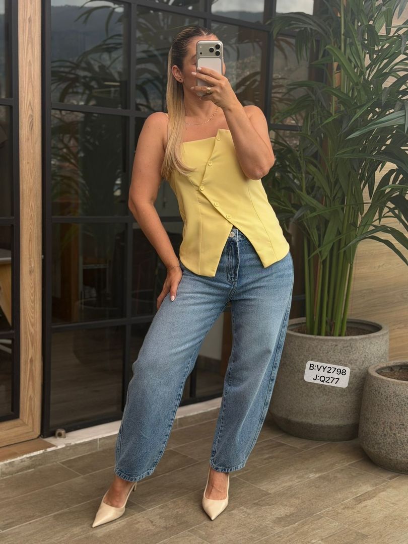 BLUSA TIRAS BOTONES ASIMETRICO VY2798