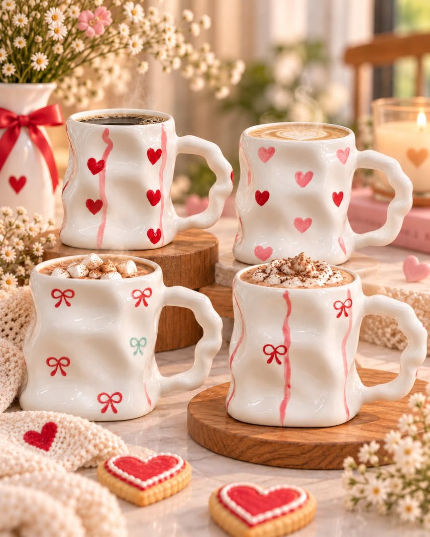 Mug ondulado corazones 