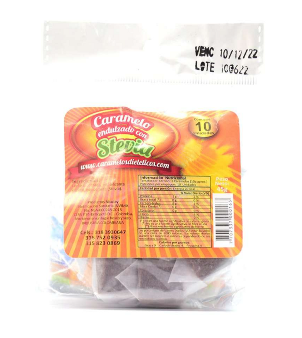 CARAMELO DIETETICO NATURAL X 10 UND