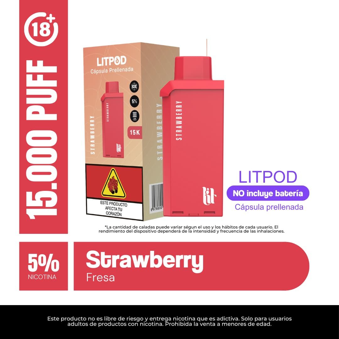 Pod Lit Strawberry 15.000 Puffs Recarga