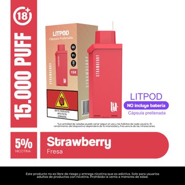 Imagen del producto Pod Lit Strawberry 15.000 Puffs Recarga