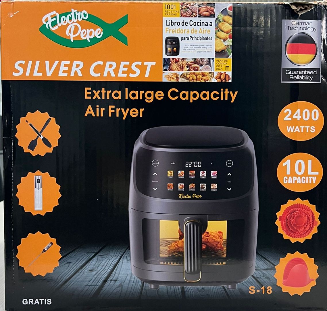 FREIDORA DE AIRE 10L CON ACCESORIOS SILVER CREST