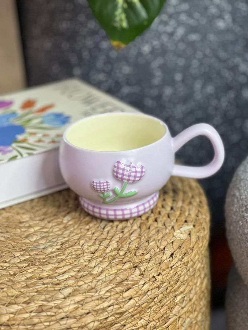 Mug flor cuadros 