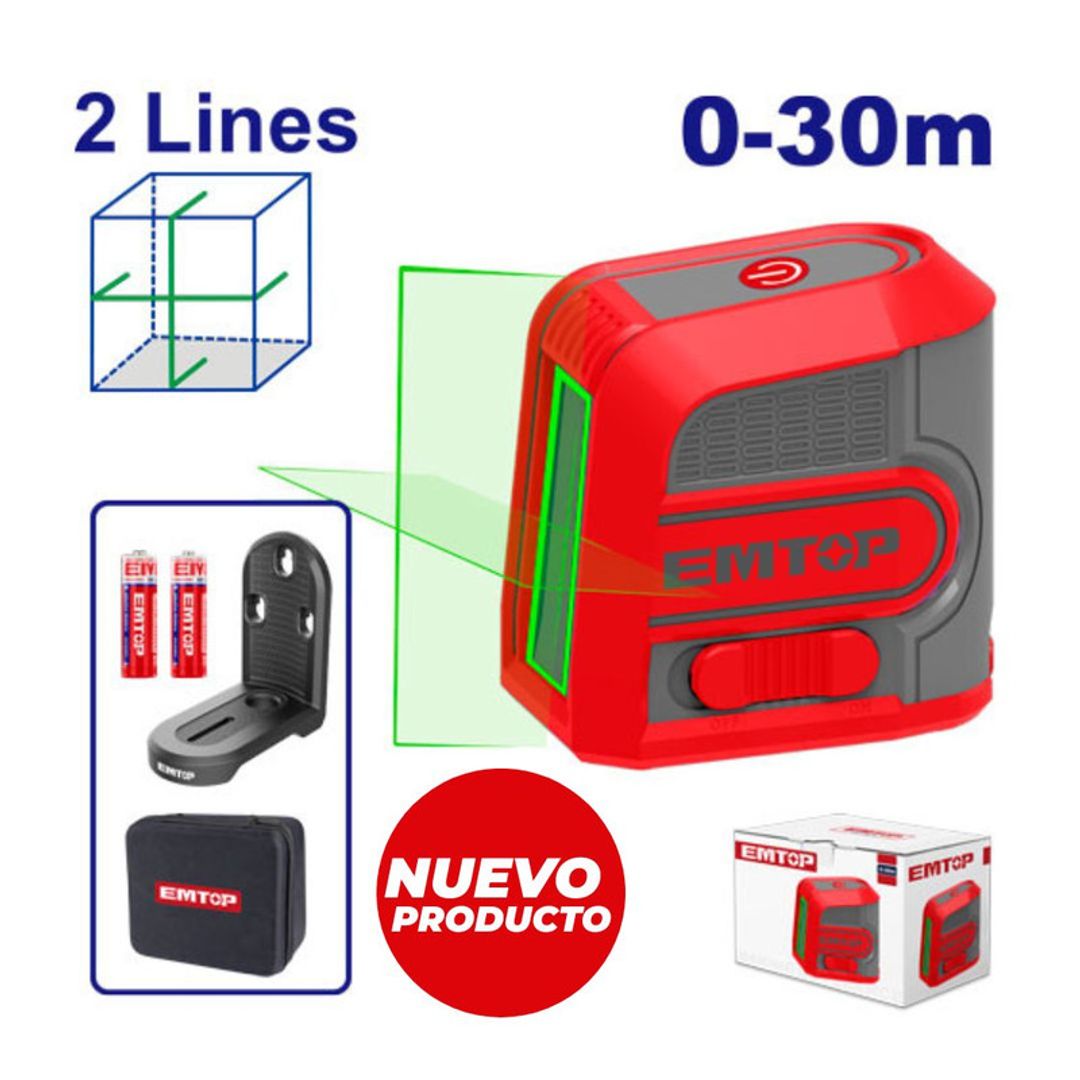 EMTOP NIVEL LASER 0-30MTS LUZ VERDE 2 LINEAS TOP VALUE