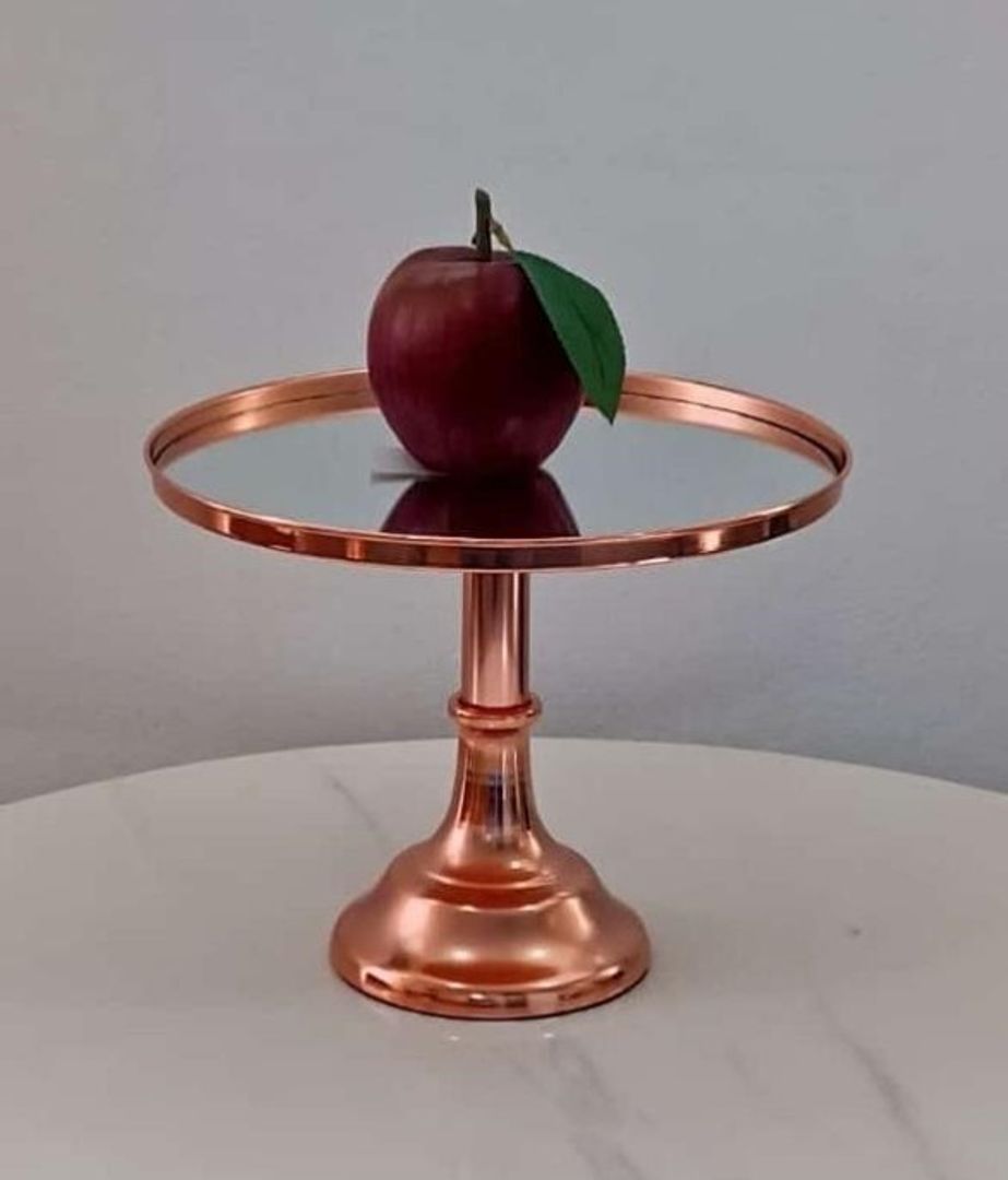 Base para pasteles rose gold en metal con espejo