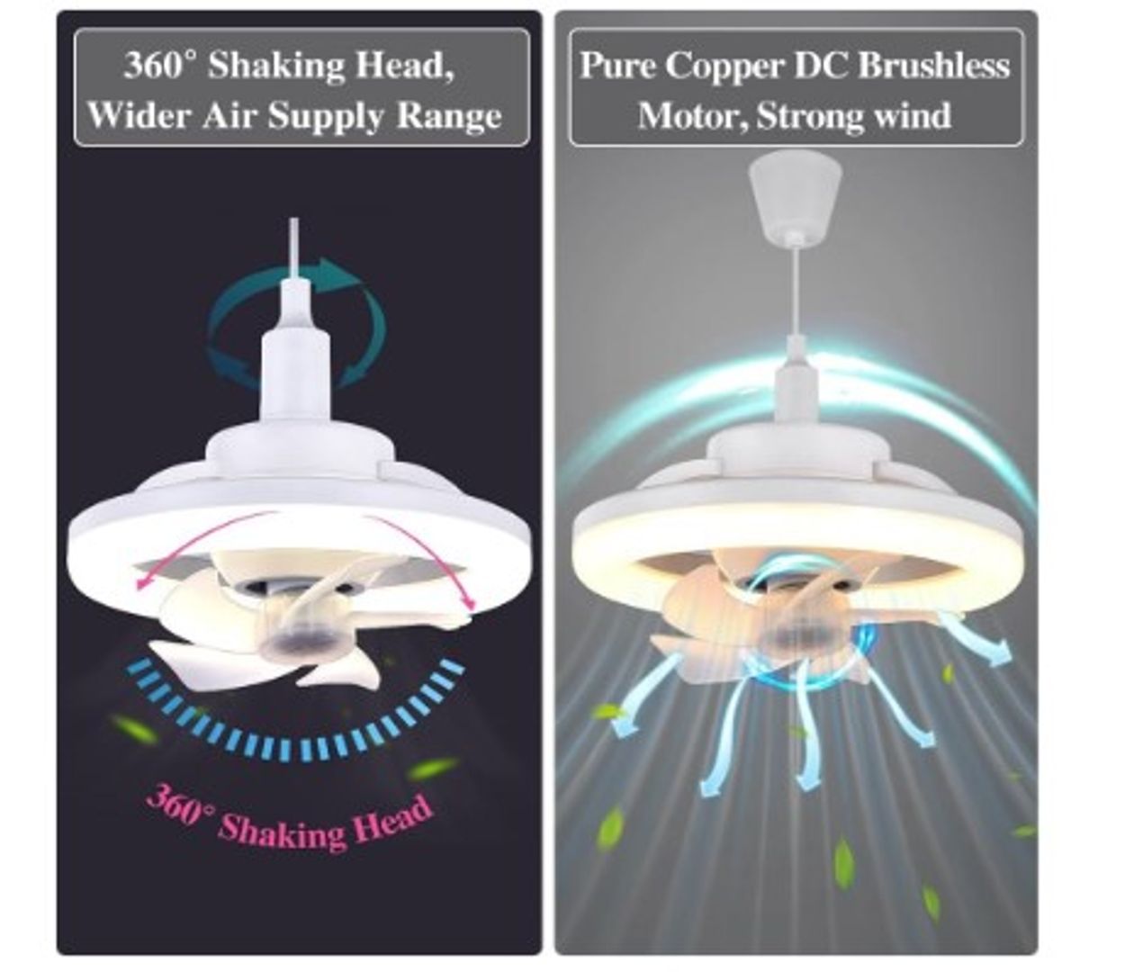  lámpara de iluminación, ventiladores silenciosos para el hogar 48 W E27