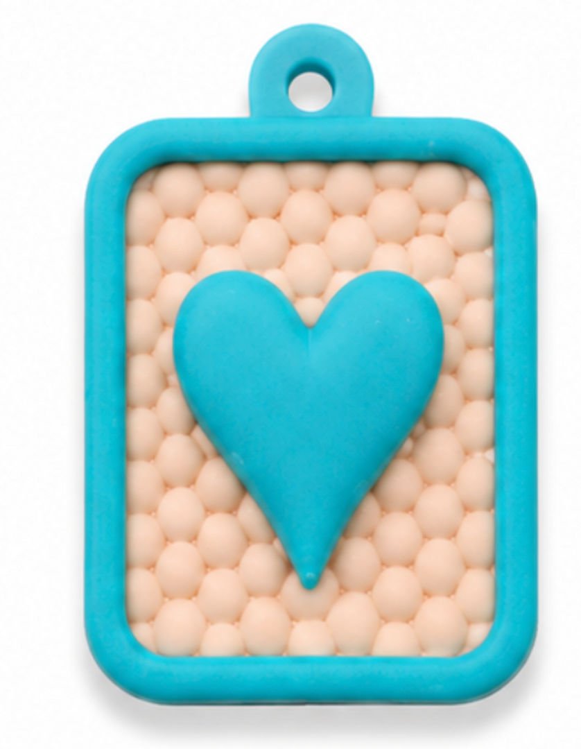 Dije placa corazon Beige/azul