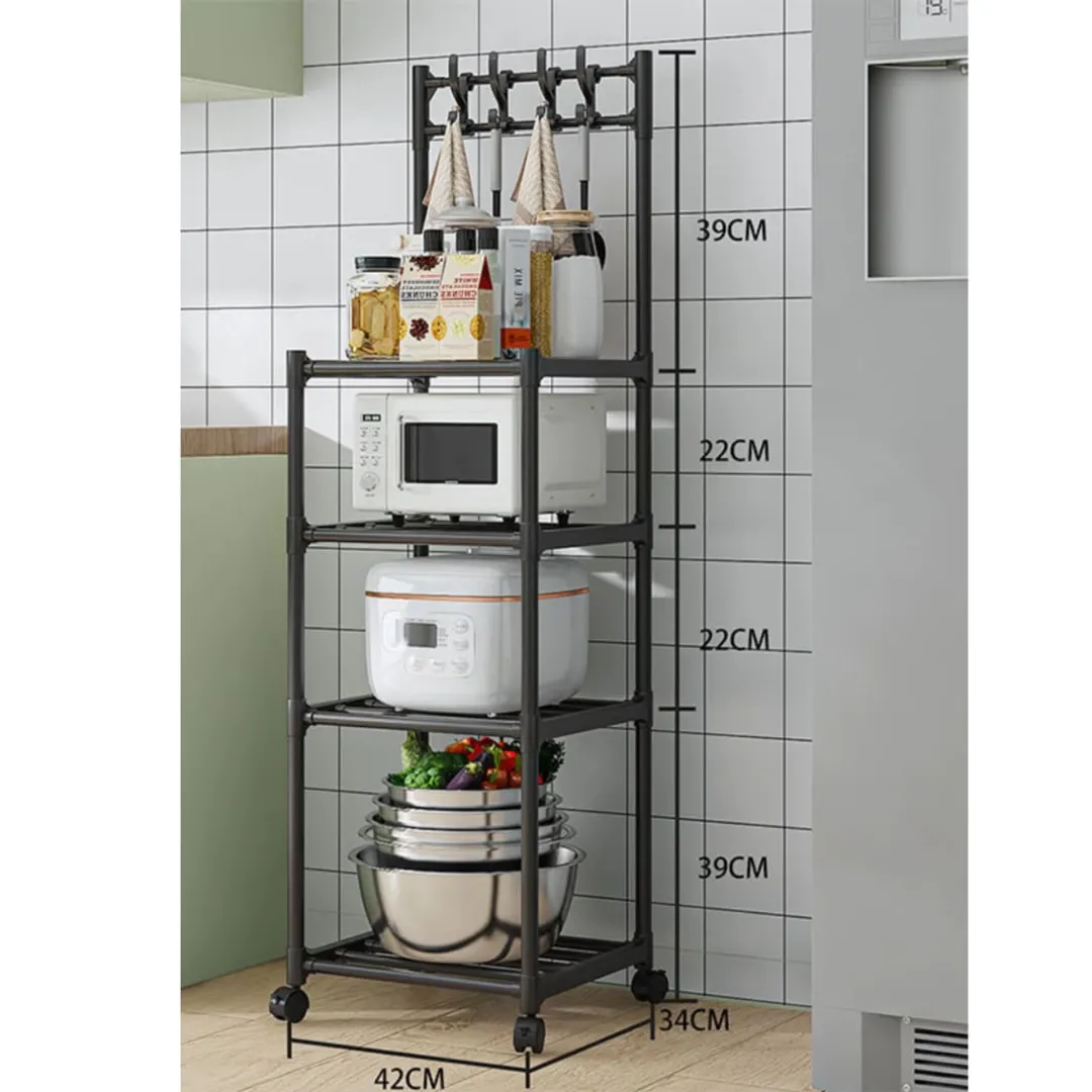 CARRITO ORGANIZADOR MULTIFUNCIONAL 4 ESTANTES METALICO HOOK
