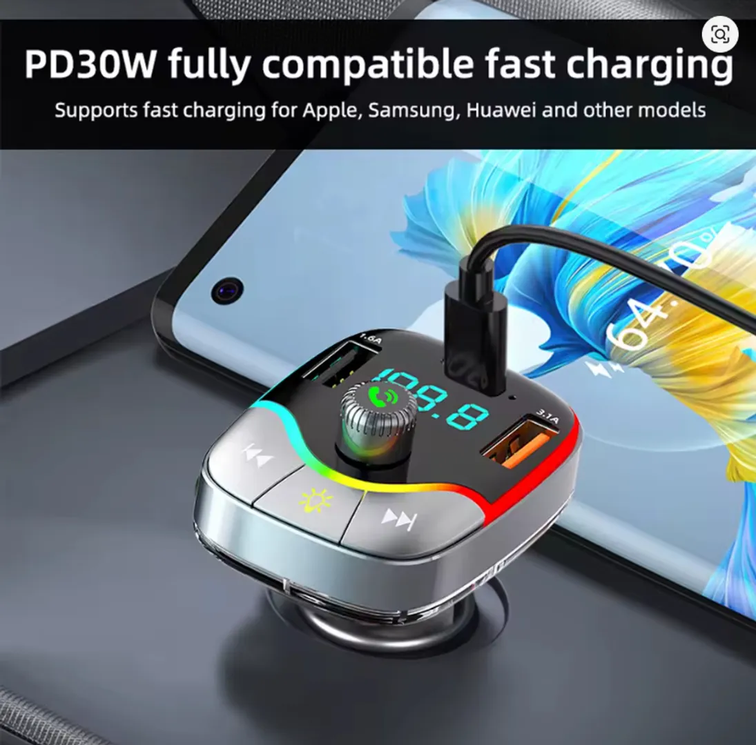 REPRODUCTOR MP3 CARRO TRANSMISOR FM Y CARGADOR USB ALS-A171