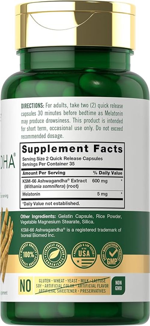 Ashwagandha KSM66 Cap 600mg  70 und con Melatonina CARLYLE
