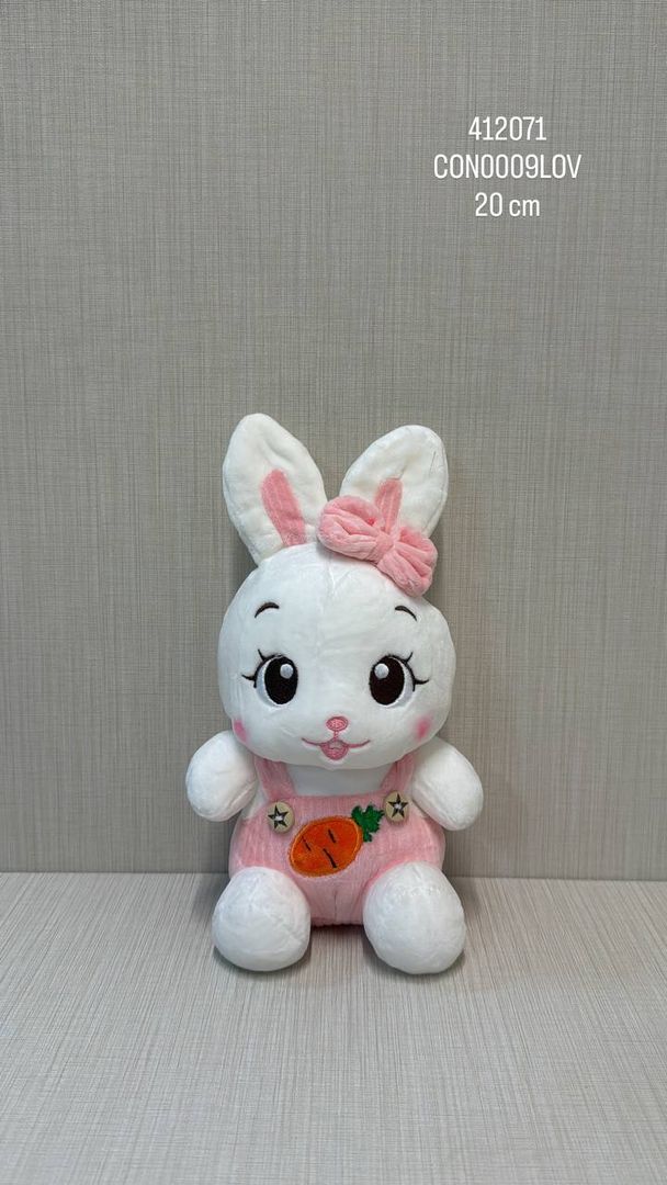 CONEJO CON OVEROL ROSA 20 CM