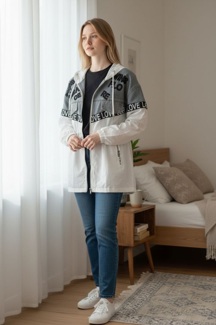 CHAQUETA LOVE CON DENIM 