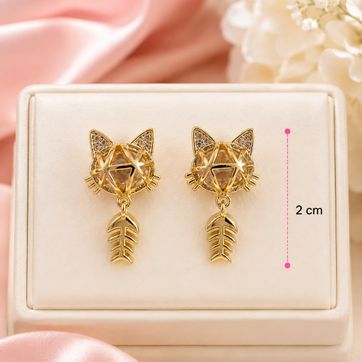 Imagen del producto  Aretes Gatito Dorado
