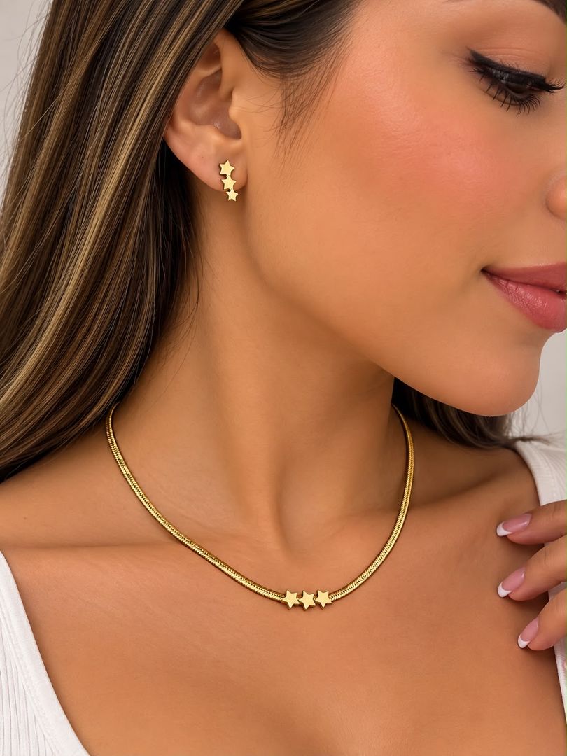 Set de collar + aretes en acero inoxidable 