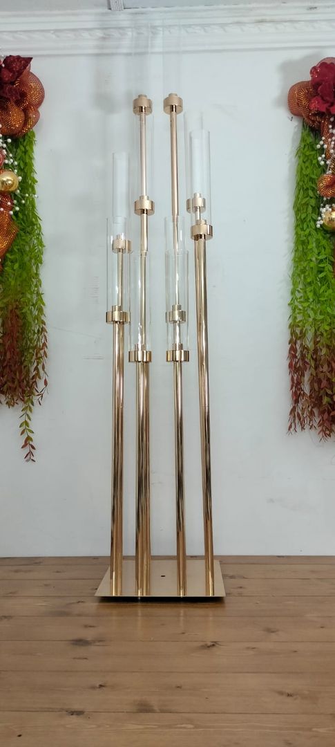 PILARES DORADOS CON 10 BRISEROS DE VIDRIO