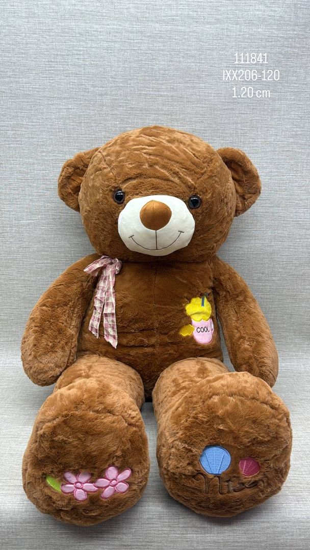 OSO CHOCOLATE CON BORDADO  DE 1.20 CM 