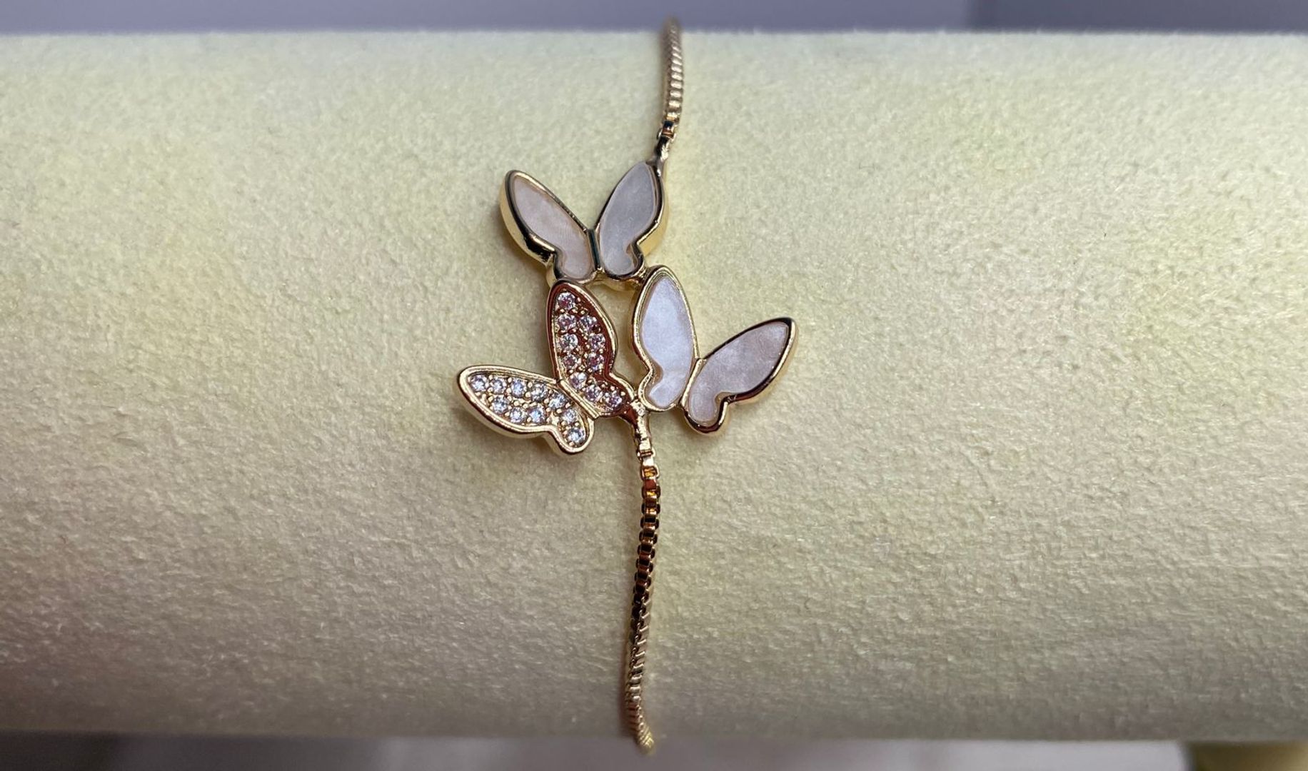 Pulsera mariposas oro rosa, covergold 