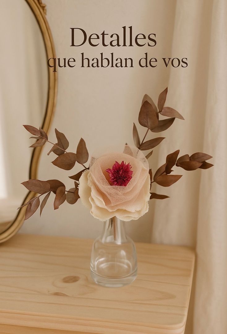 Ramito Mini Flor Tela/Eucalyptus Preservado 