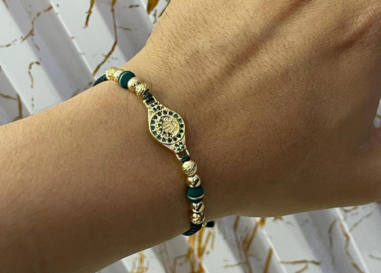 Pulsera tejida reloj rolex verde balin 5mm liso e italy