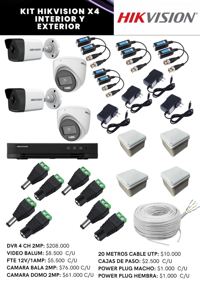 KIT HIKVISION X4 INTERIOR Y EXTERIOR