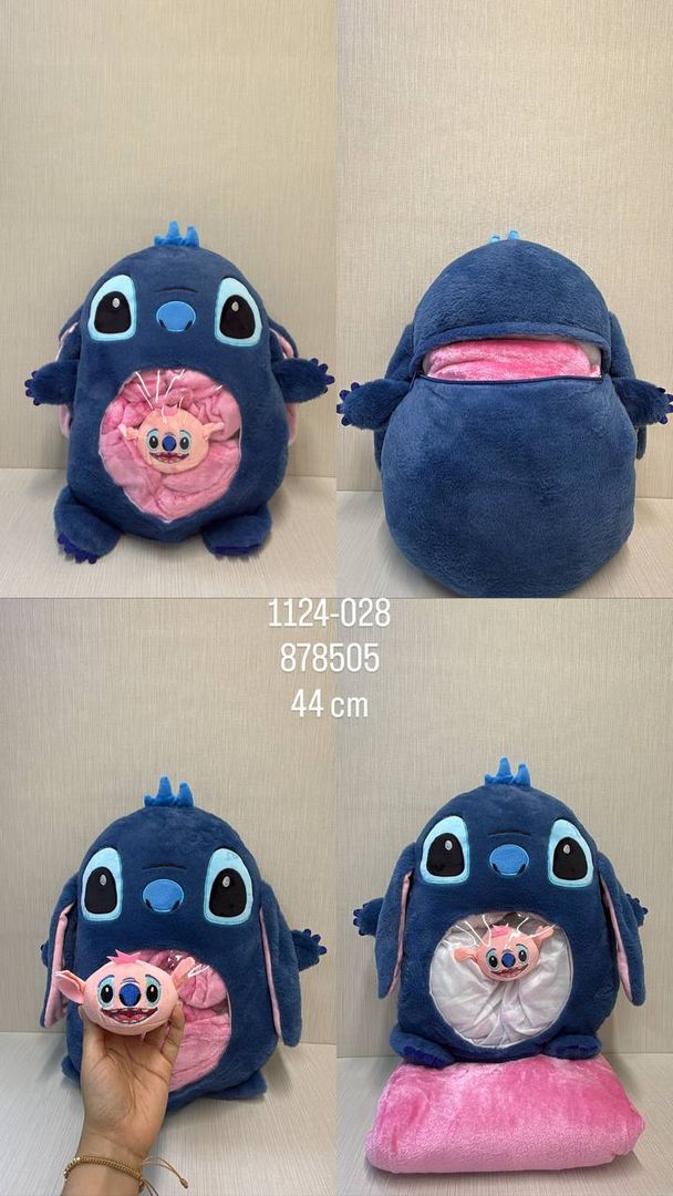 COJÍN DE STITCH CON COBIJA 44 CM