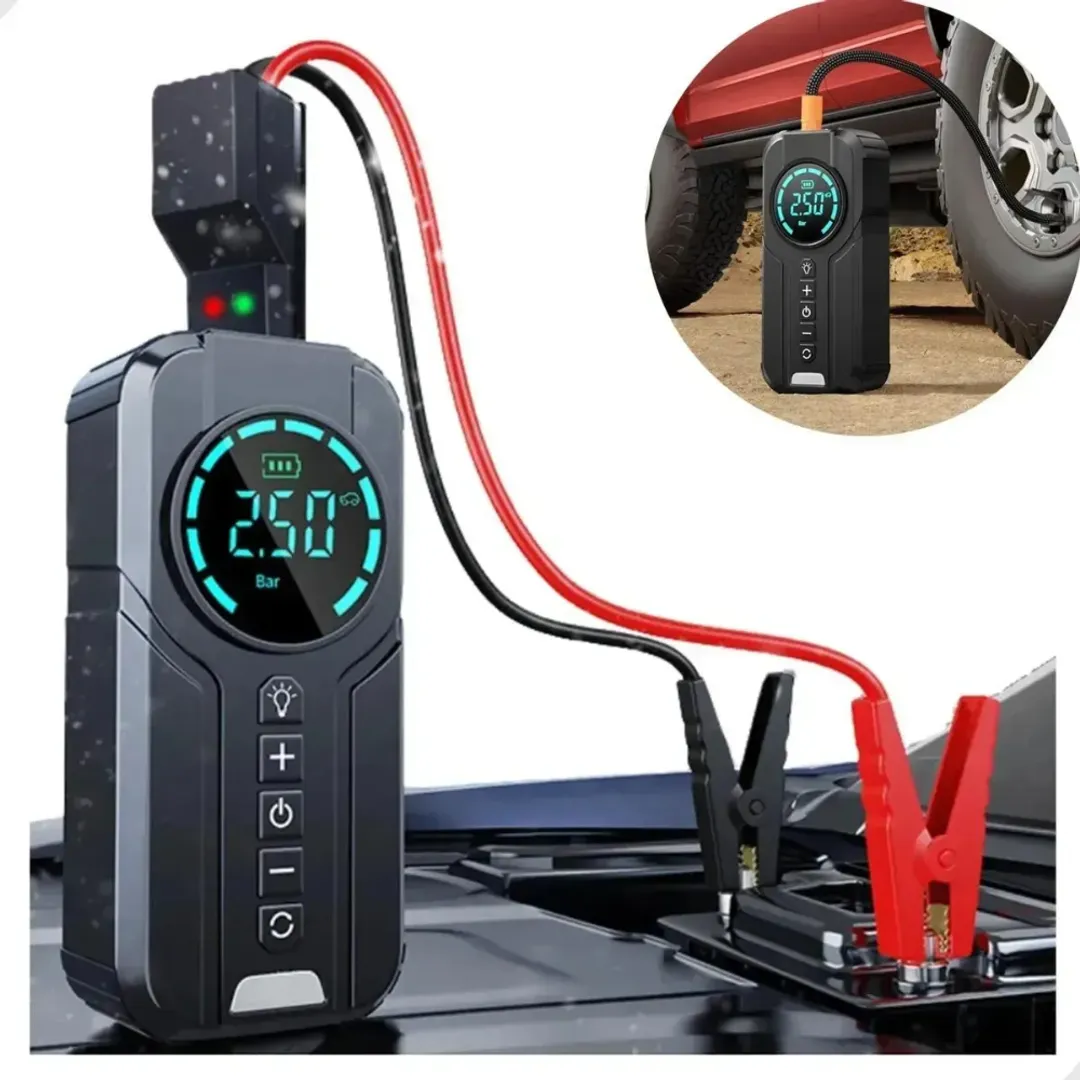 COMPRESOR DE AIRE INICIADOR DE BATERIA PORTATIL 3 EN 1