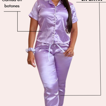 Pijama + pantalón tela satín licrado - imagen 1