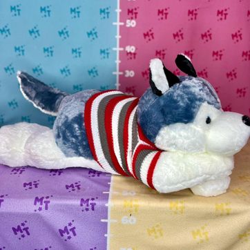 Lobo acostado camisa rayas 80cm - imagen 1