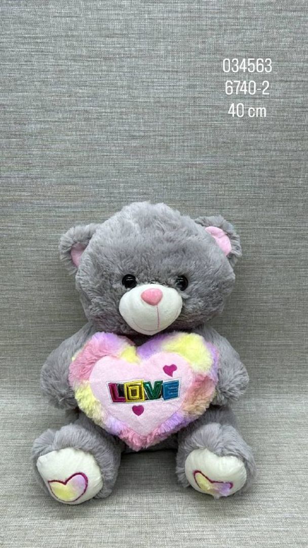 OSO CON CORAZÓN MULTICOLOR 40 CM