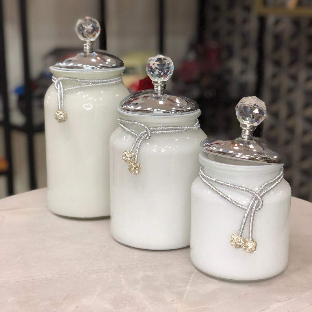 Anfora luxury blanca con plateado