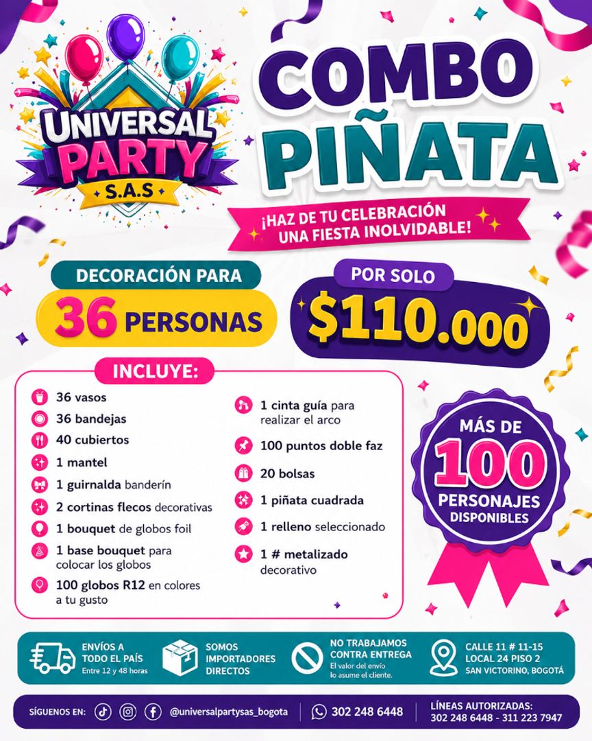 COMBO # 10 PIÑATA 36 PERSONAS