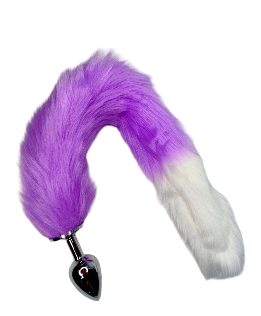 Plug anal  cola de zorro lila x blanco.