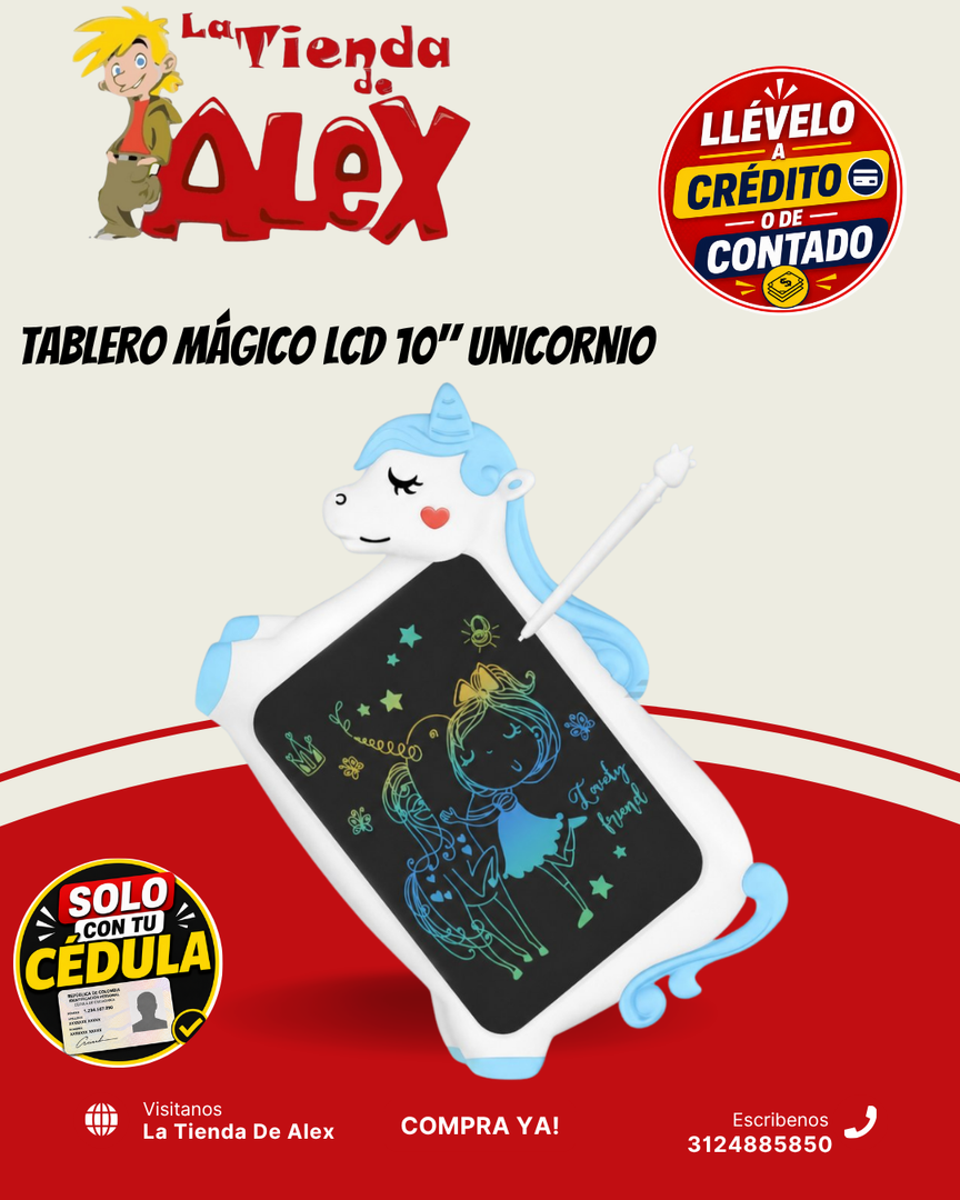 TABLERO MÁGICO LCD 10" UNICORNIO
