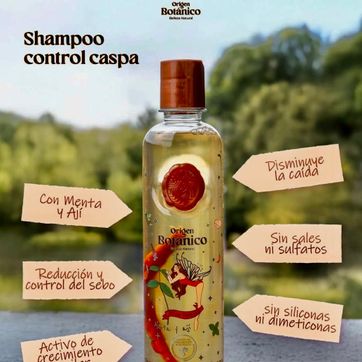 Imagen del producto ORIGEN BOTÁNICO SHAMPOO CONTROL CASPA CON MENTA Y  AJI