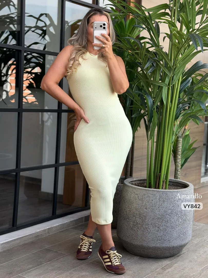 VESTIDO HILO SISO LARGO VY842