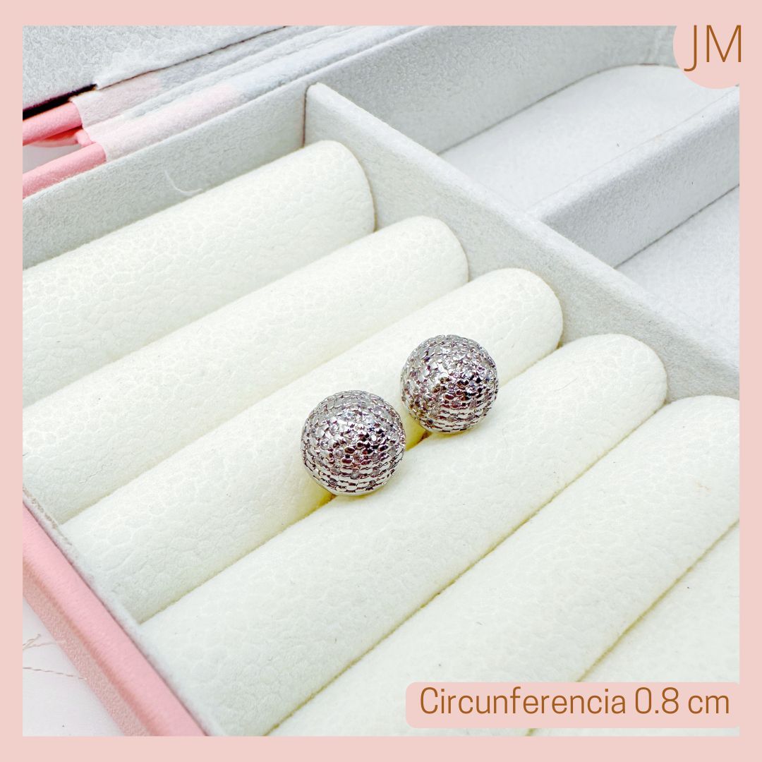 Aretes Topitos Balin Martillado Plateado